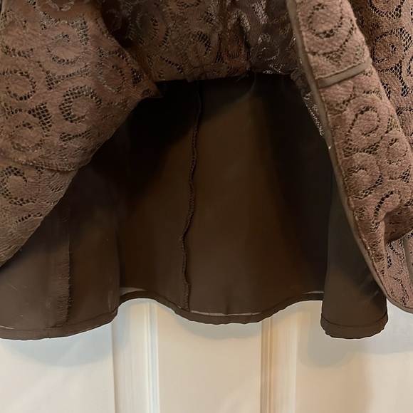 Sigrid Olsen Chocolate Brown Swirl Structured Fit & Flare Skirt - Size 6 - Picture 7 of 8